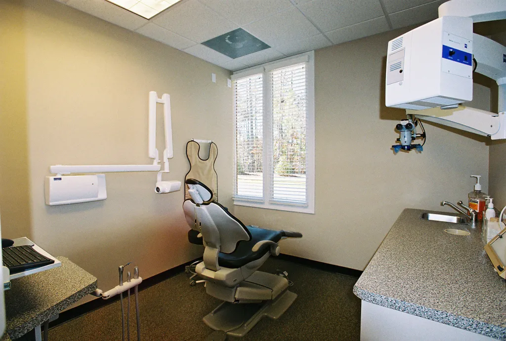 Patient room with dental chair and equipment